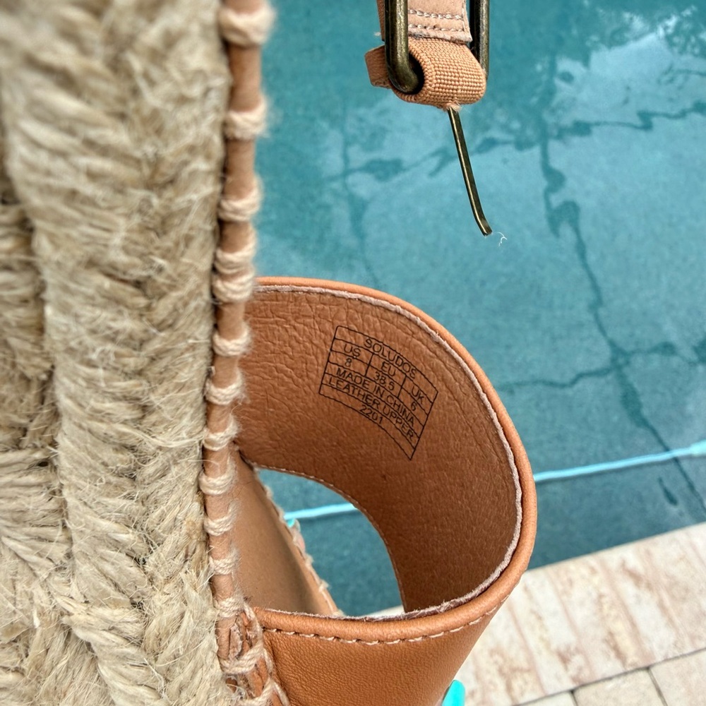 Soludos minorkas Tan Leather Espadrille Platform Sandals nwt 8 - Picture 3 of 9